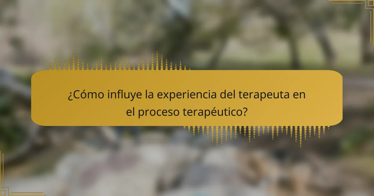 ¿Cómo influye la experiencia del terapeuta en el proceso terapéutico?