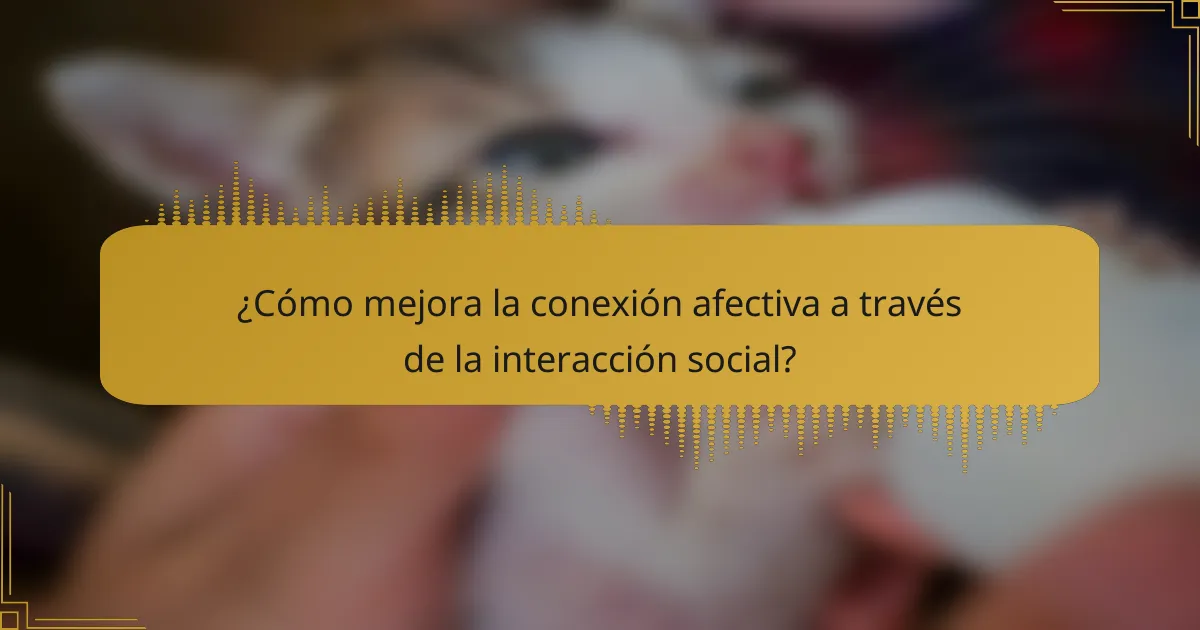 ¿Cómo mejora la conexión afectiva a través de la interacción social?