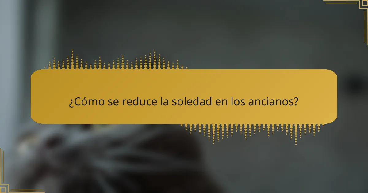 ¿Cómo se reduce la soledad en los ancianos?