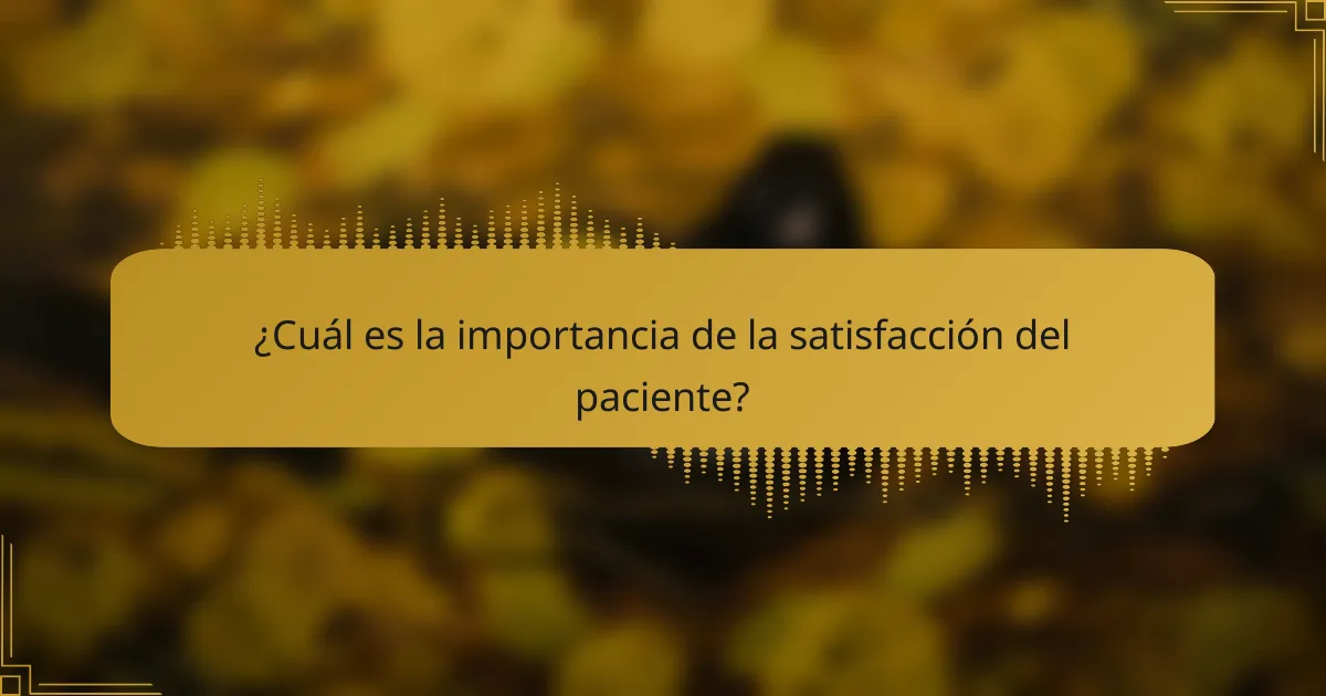 ¿Cuál es la importancia de la satisfacción del paciente?