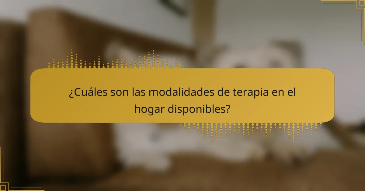 ¿Cuáles son las modalidades de terapia en el hogar disponibles?