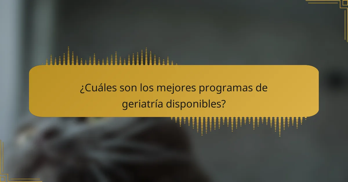 ¿Cuáles son los mejores programas de geriatría disponibles?