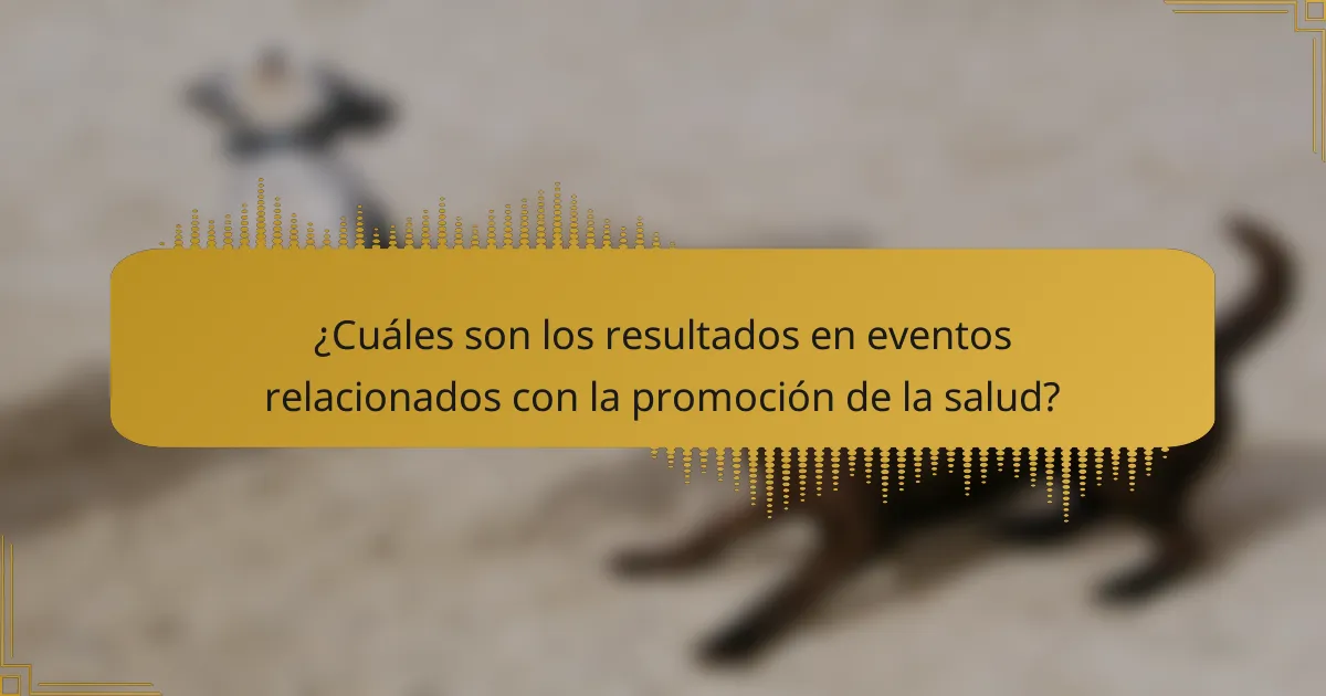 ¿Cuáles son los resultados en eventos relacionados con la promoción de la salud?