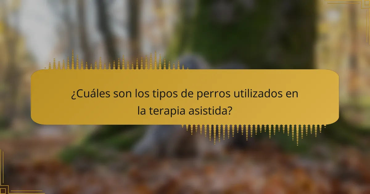 ¿Cuáles son los tipos de perros utilizados en la terapia asistida?