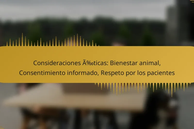 Consideraciones Éticas: Bienestar animal, Consentimiento informado, Respeto por los pacientes