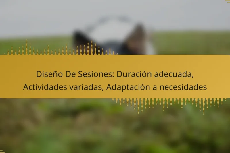 Diseño De Sesiones: Duración adecuada, Actividades variadas, Adaptación a necesidades