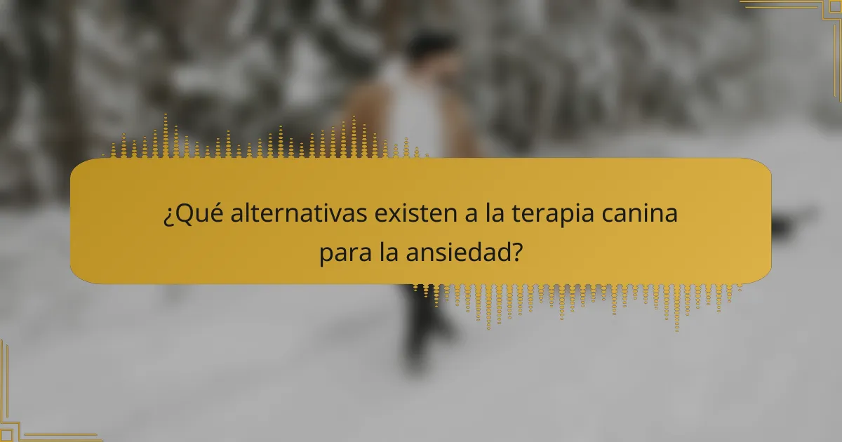 ¿Qué alternativas existen a la terapia canina para la ansiedad?