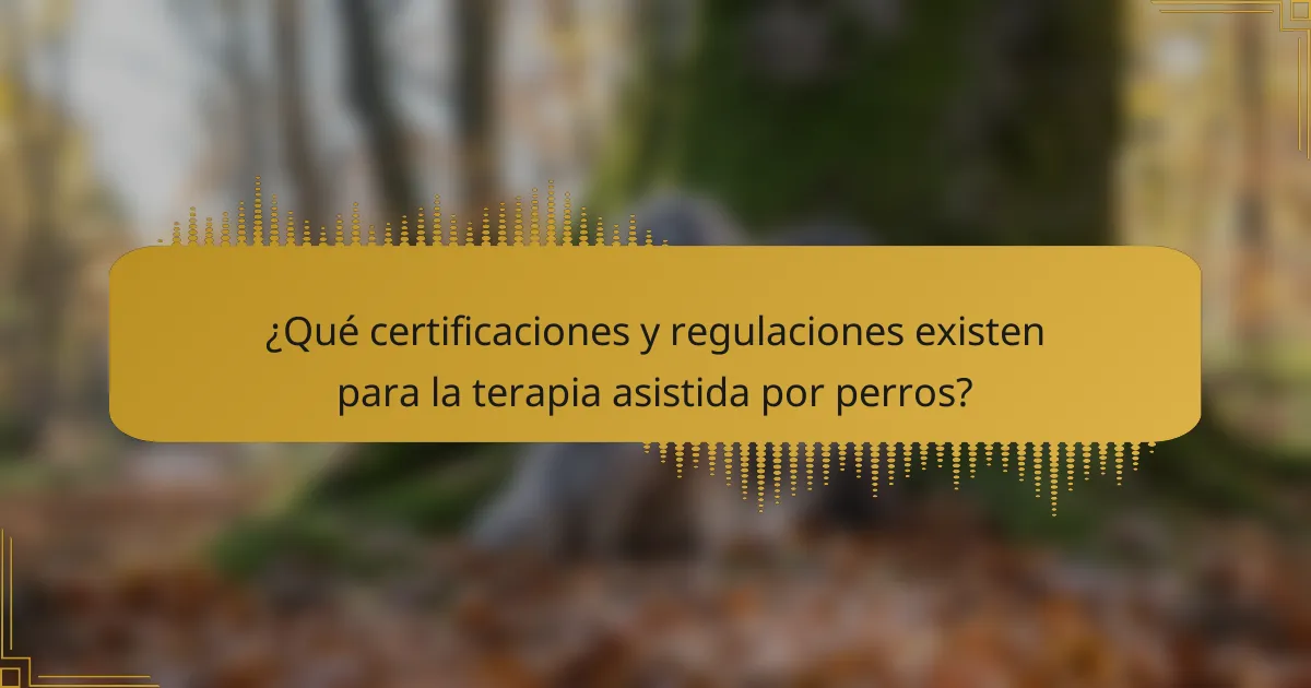 ¿Qué certificaciones y regulaciones existen para la terapia asistida por perros?