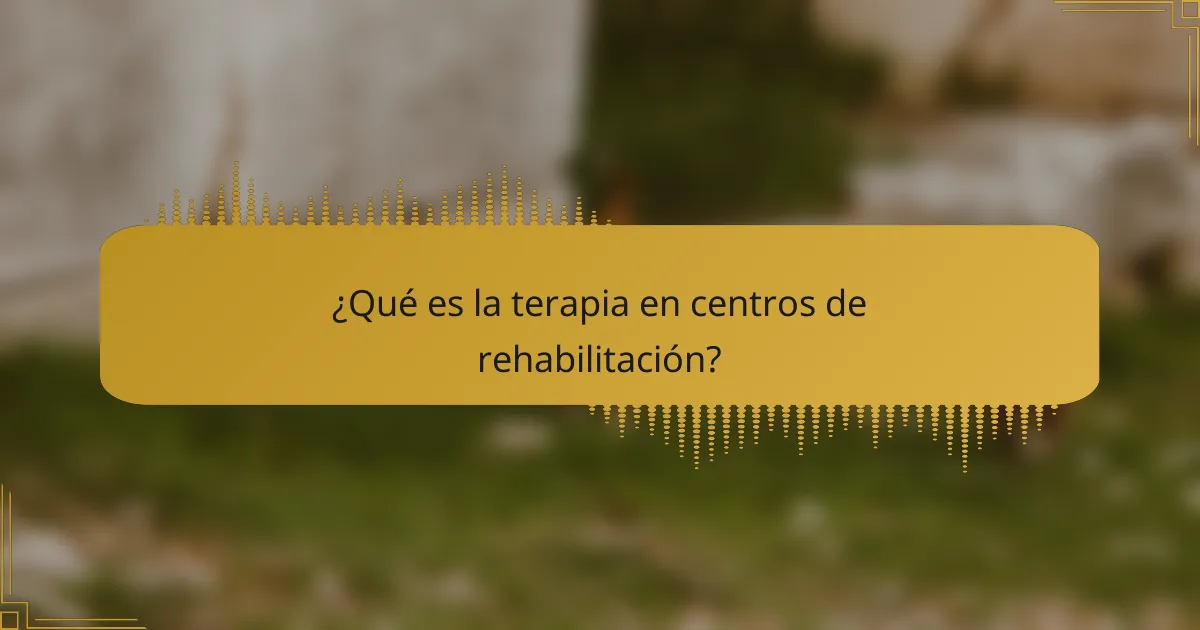 ¿Qué es la terapia en centros de rehabilitación?