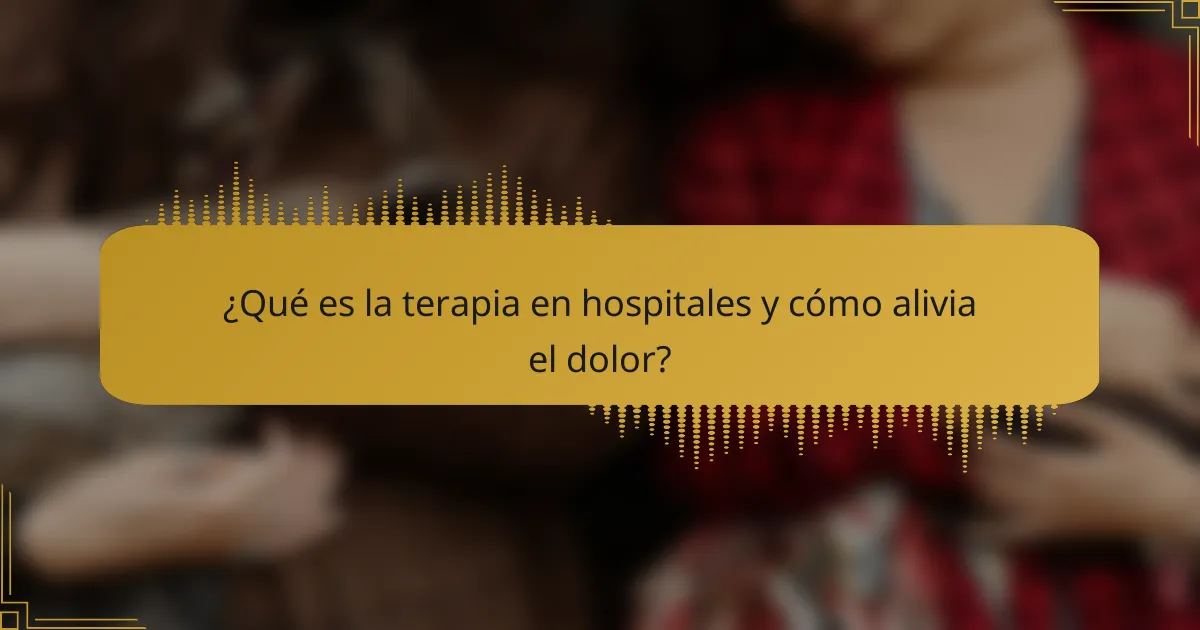 ¿Qué es la terapia en hospitales y cómo alivia el dolor?