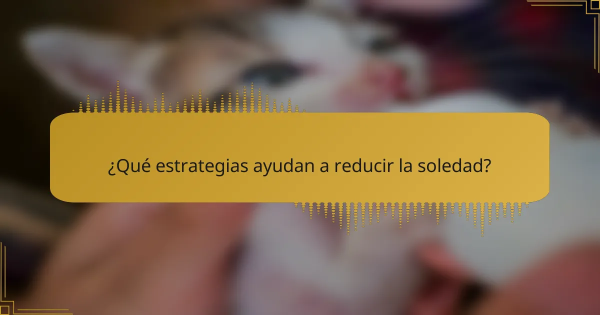 ¿Qué estrategias ayudan a reducir la soledad?