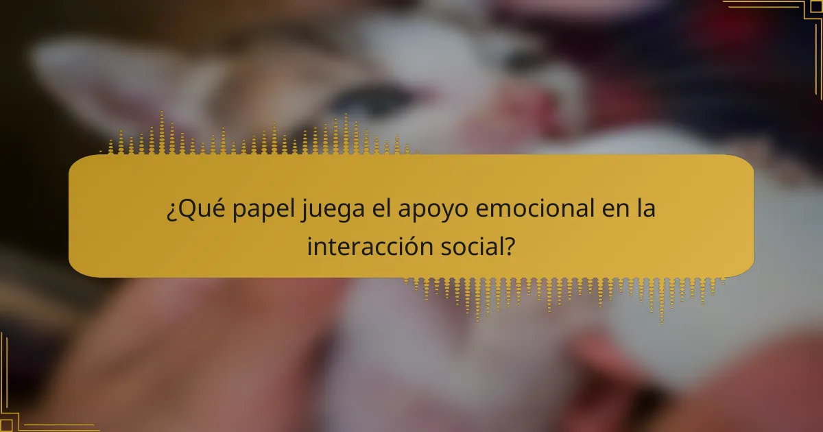 ¿Qué papel juega el apoyo emocional en la interacción social?