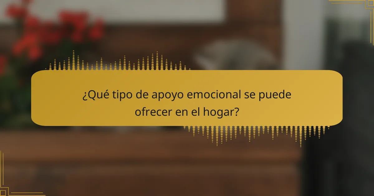 ¿Qué tipo de apoyo emocional se puede ofrecer en el hogar?